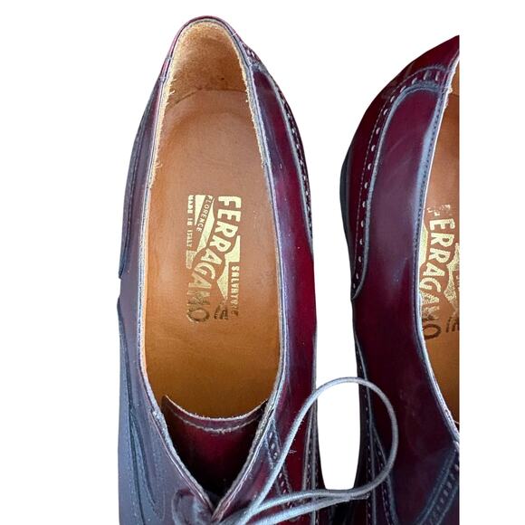 Salavatore Ferragamo Bordeaux Red Calf Cap Toe oxford work business  11 - Picture 10 of 11